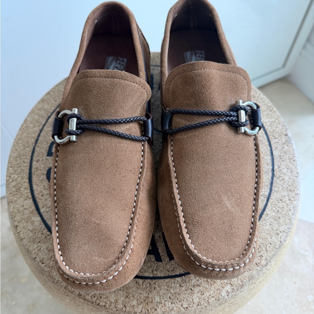 Ferragamo Men's Brown Suede Loafers